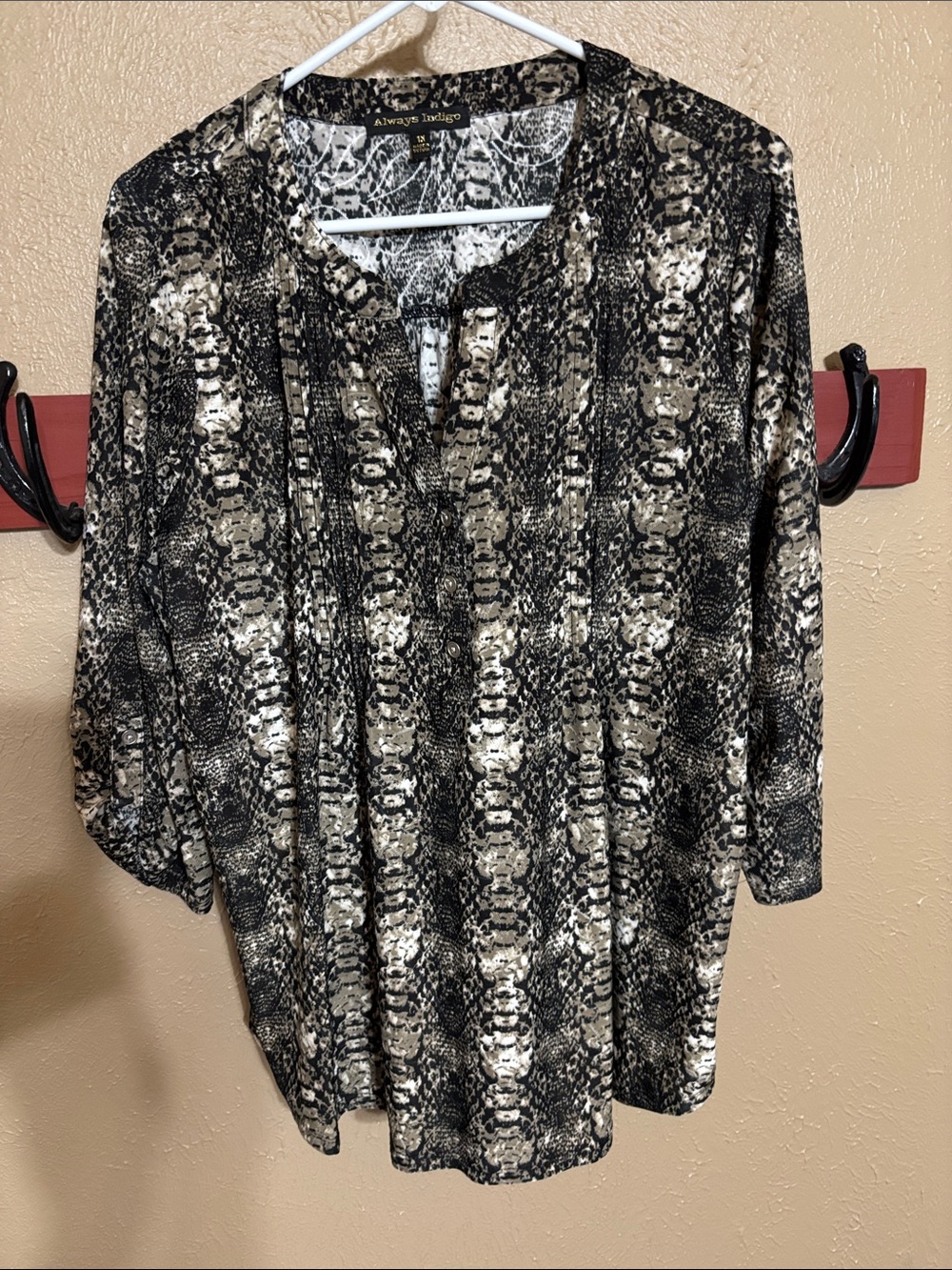 Always Indigo Black & Cream Snake-Print Long Sleeve Tee